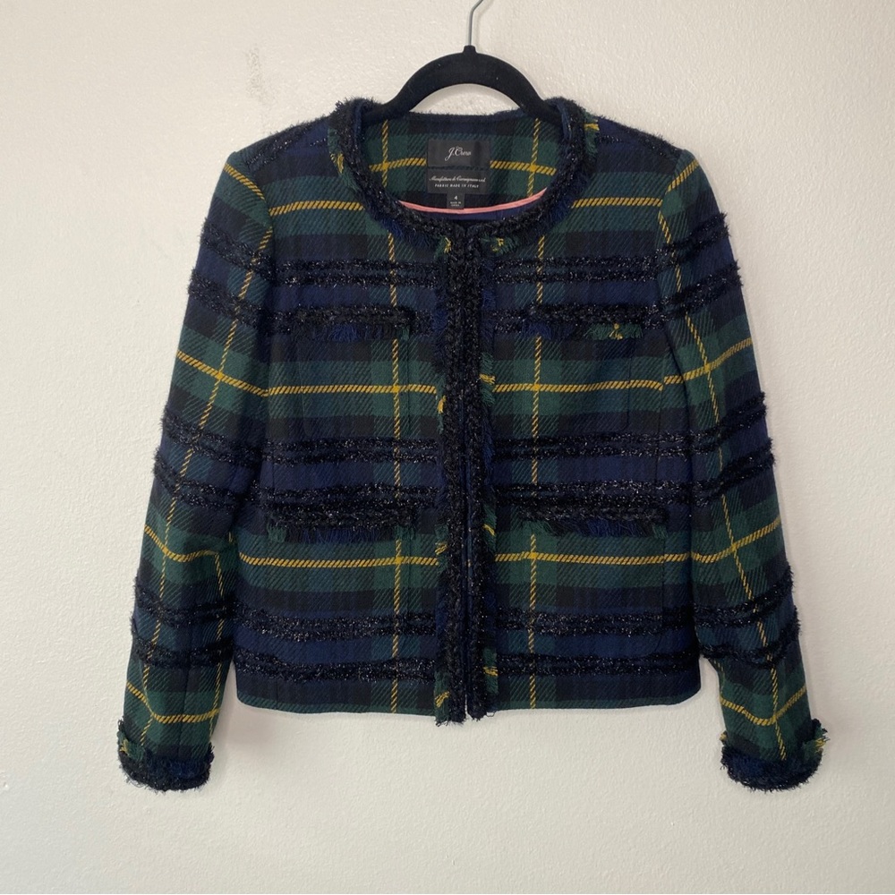 J Crew Lady jacket in Lurex® Black Watch plaid size 4